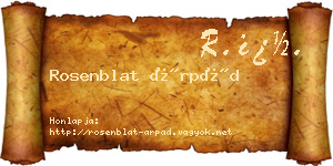 Rosenblat Árpád névjegykártya